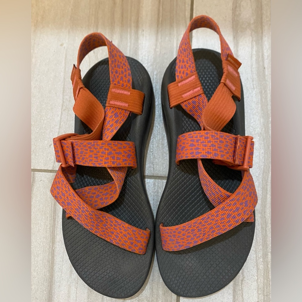 Chaco Vibrant Orange and Black Sandals